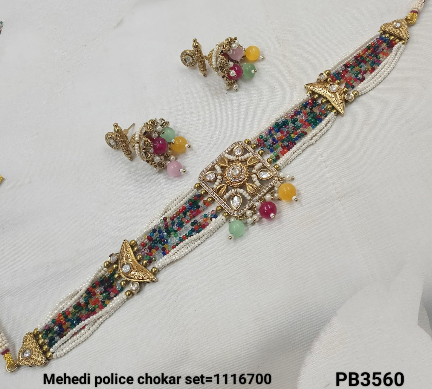 Antique Gold Plated Fancy Choker Necklace Set