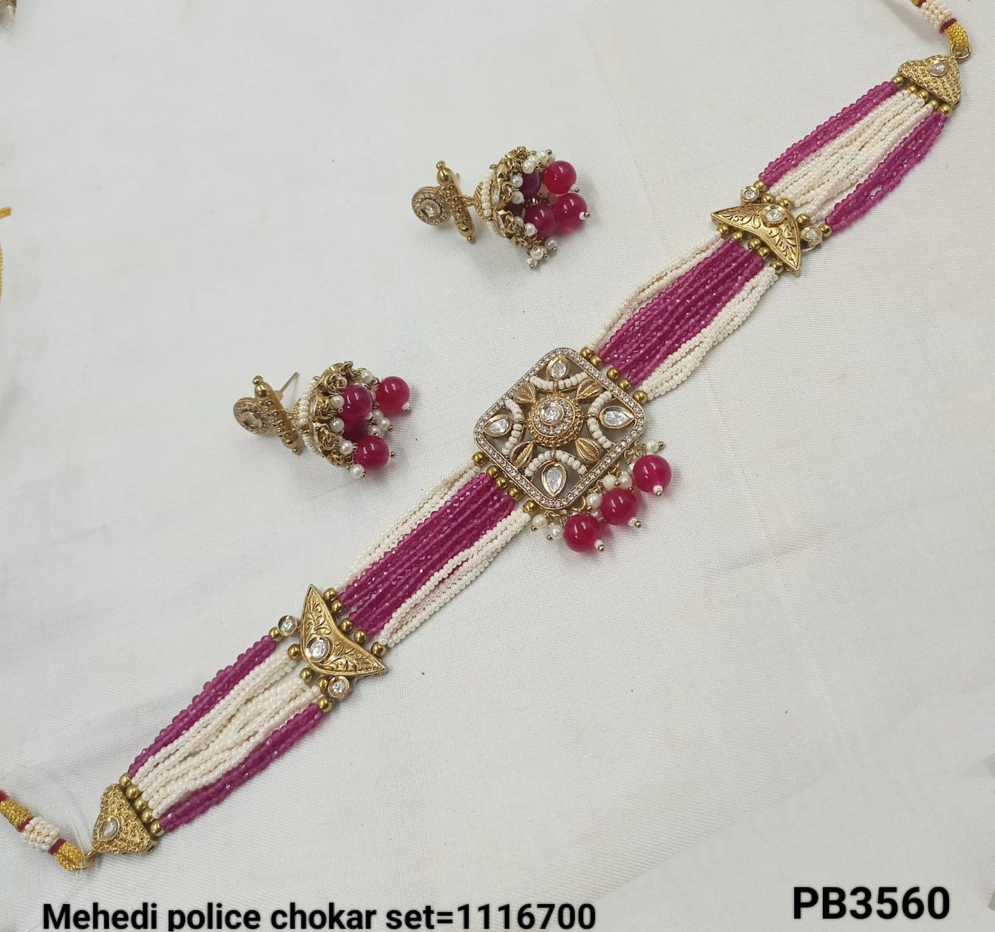 Antique Gold Plated Fancy Choker Necklace Set