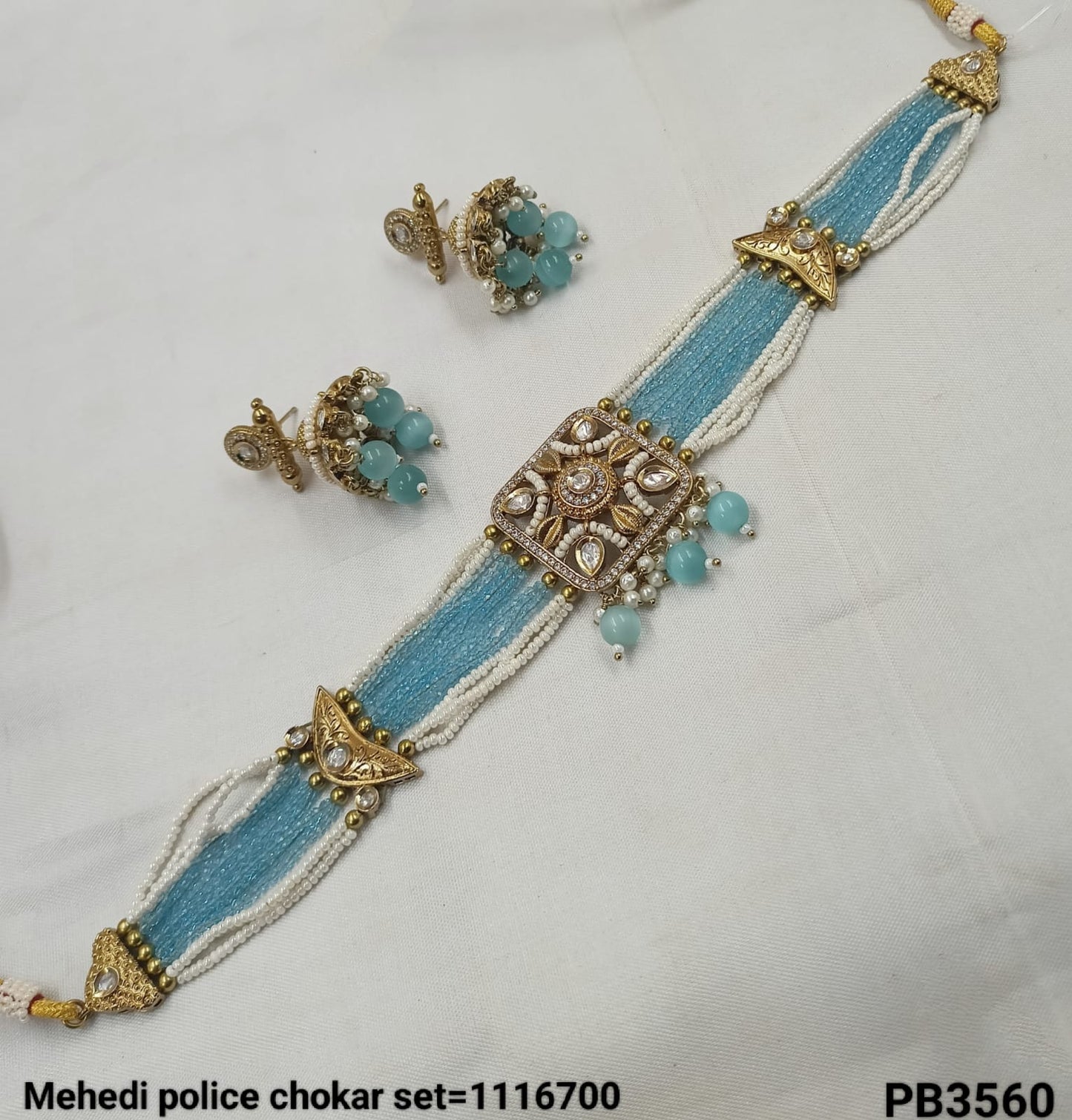Antique Gold Plated Fancy Choker Necklace Set