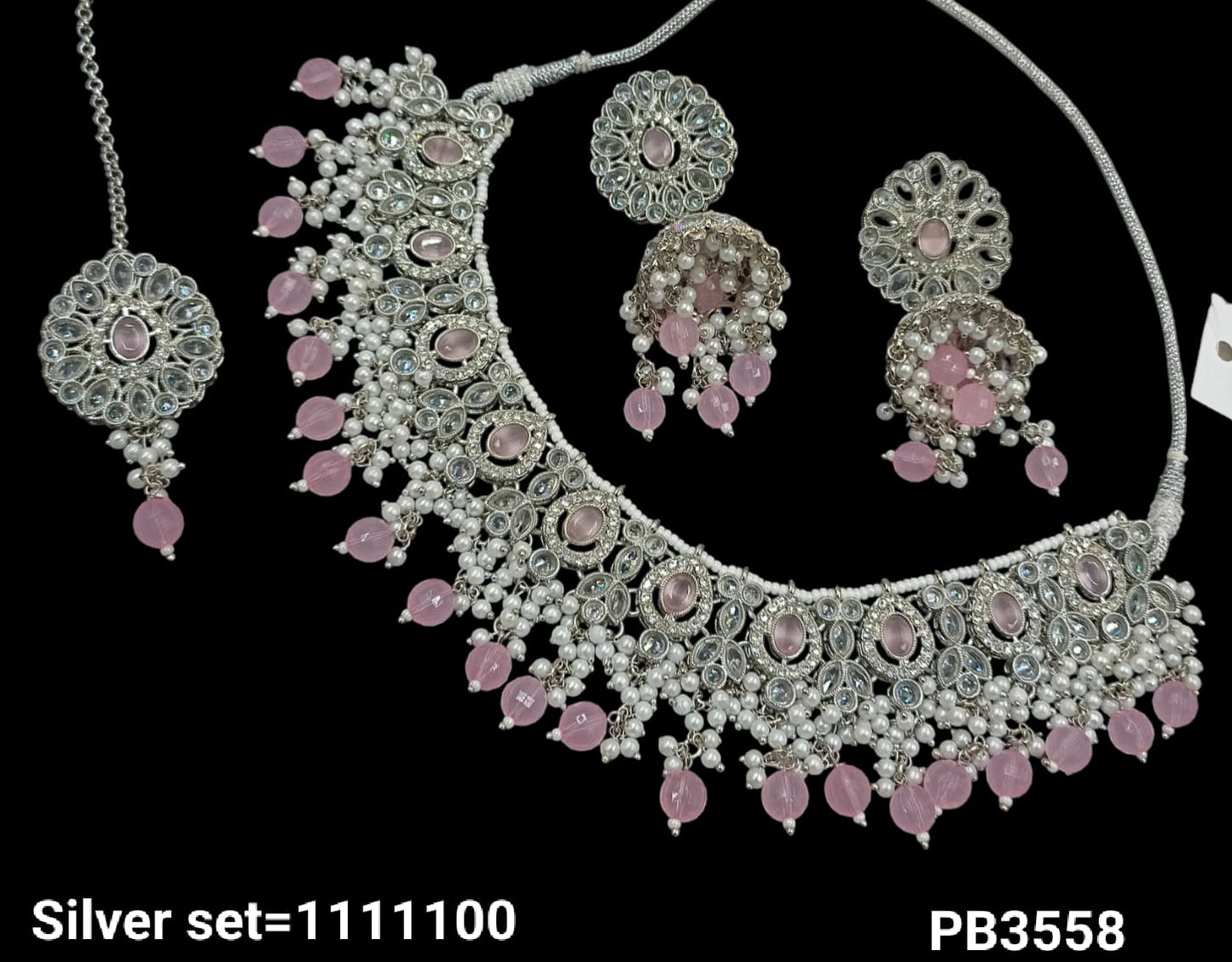 Silver Plated Choker Necklace Set