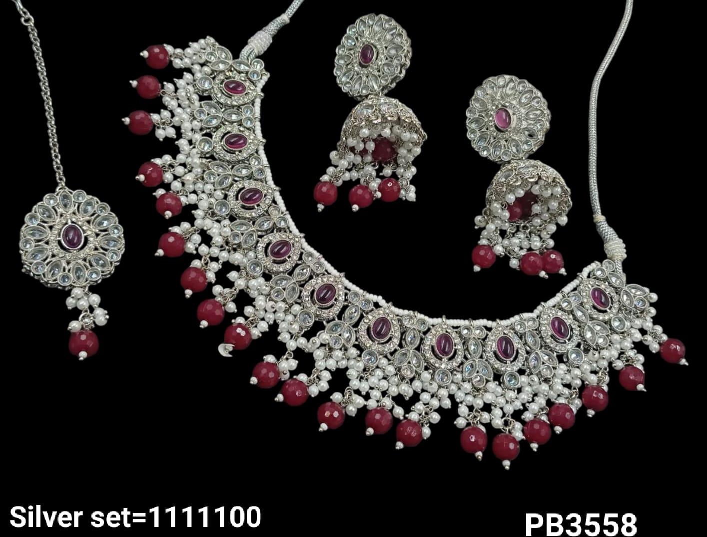 Silver Plated Choker Necklace Set