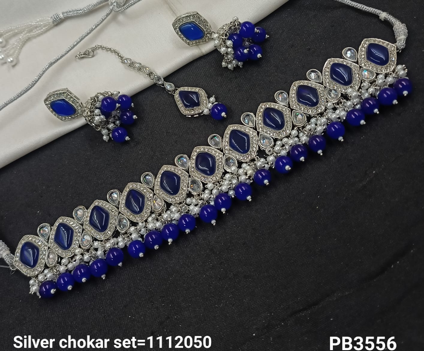 Silver Plated Choker Necklace Set