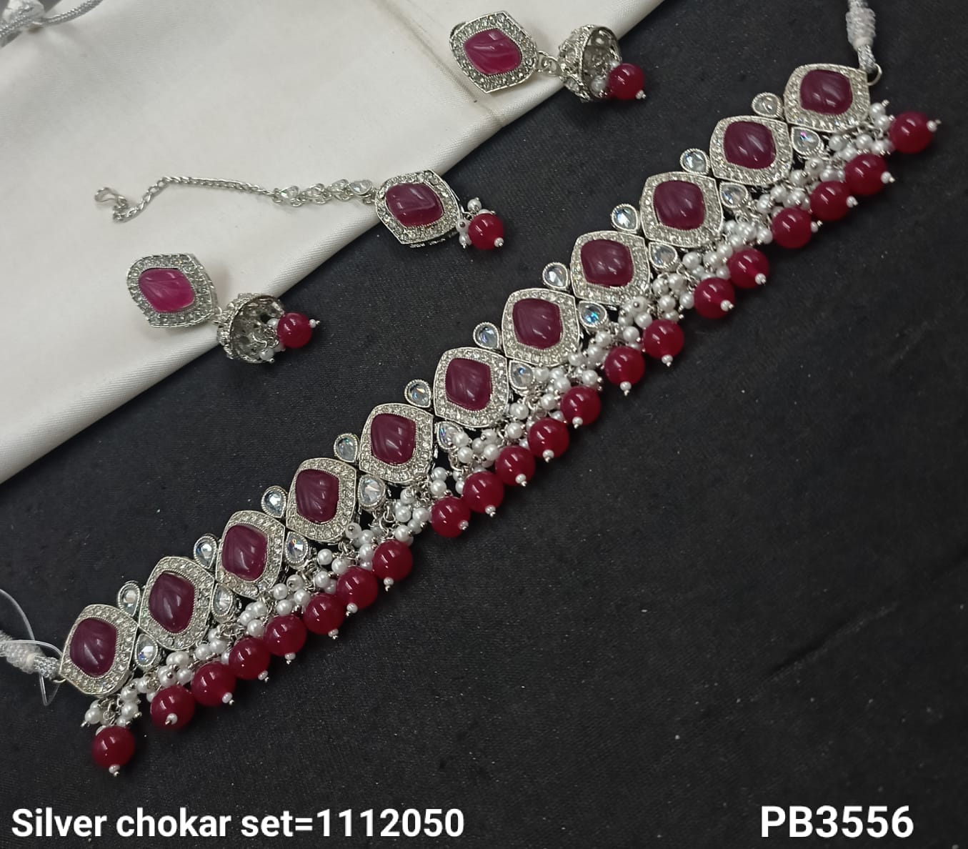 Silver Plated Choker Necklace Set
