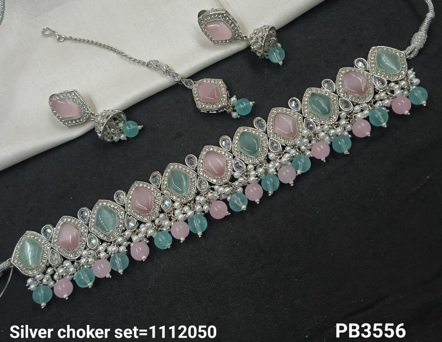 Silver Plated Choker Necklace Set