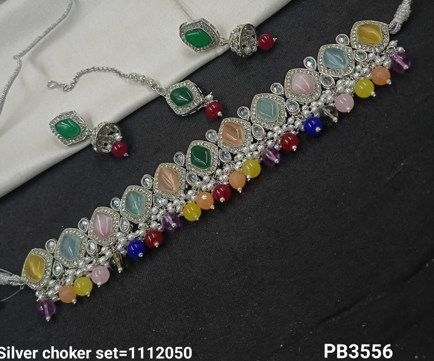 Silver Plated Choker Necklace Set