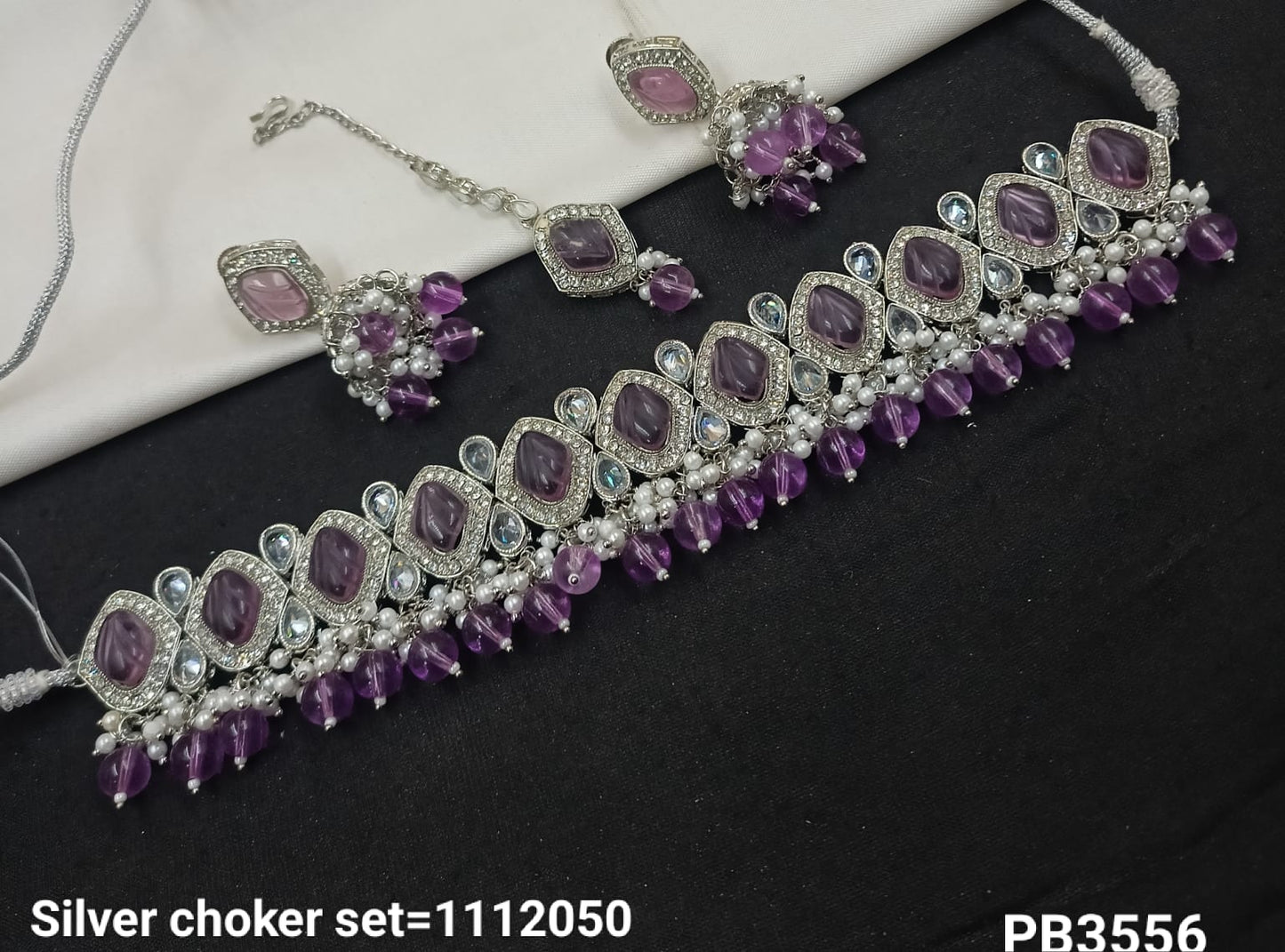 Silver Plated Choker Necklace Set