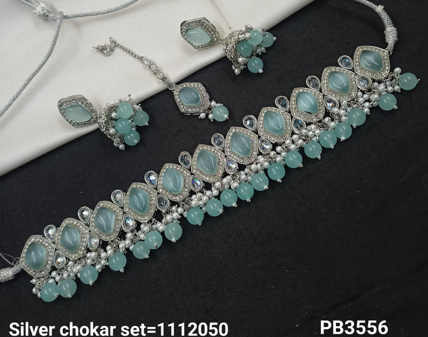 Silver Plated Choker Necklace Set