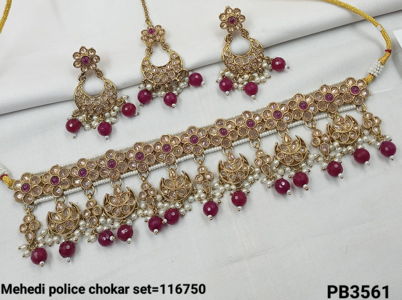 Antique Gold Plated Fancy Choker Necklace Set