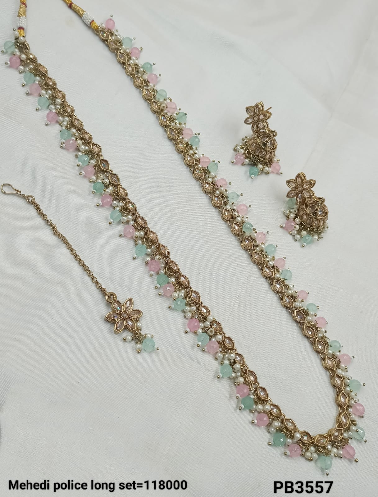 Traditional Antique Gold Plated Long Jewellery Set