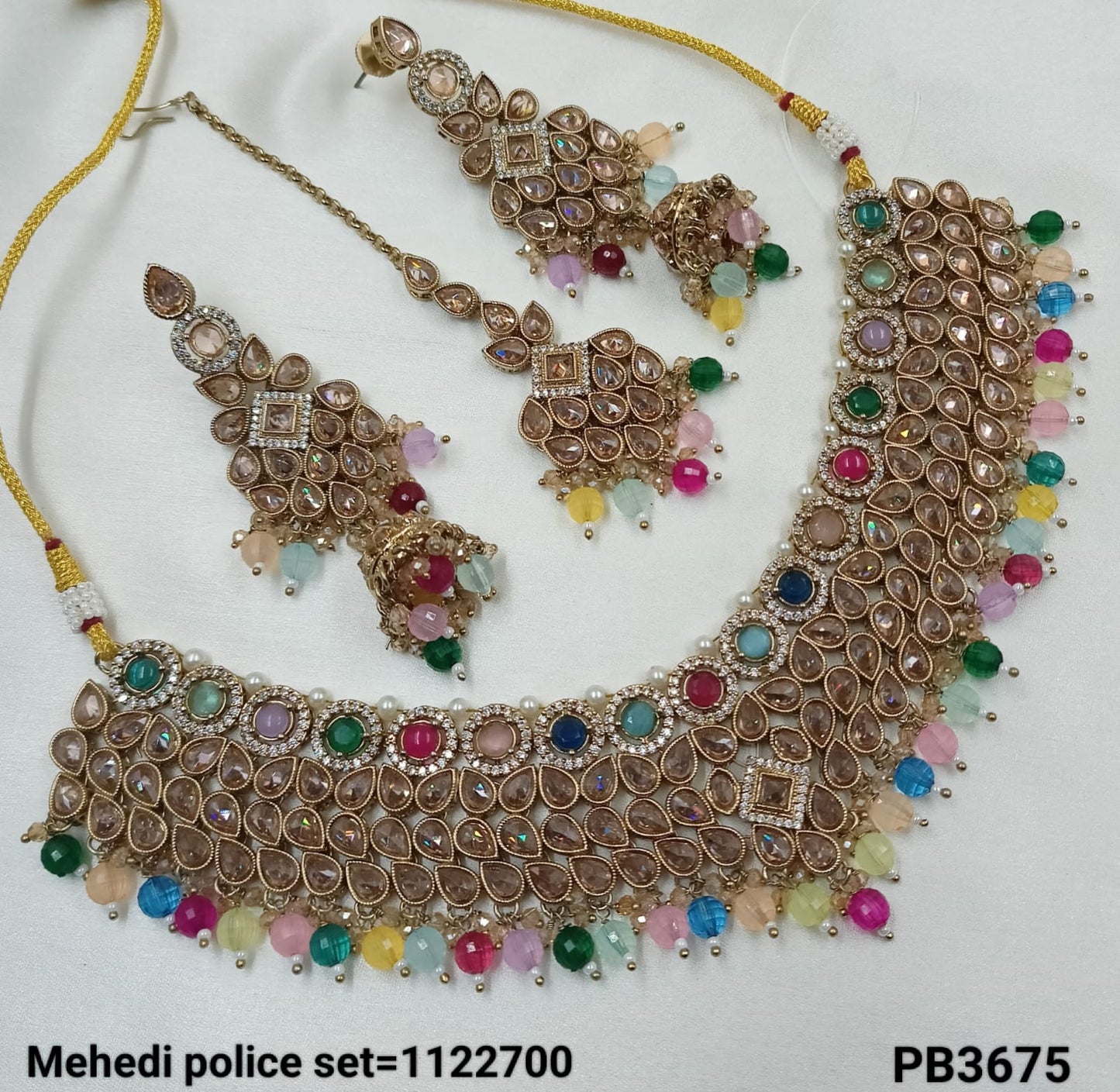 Traditional Antique Gold Plated Choker Necklace Set