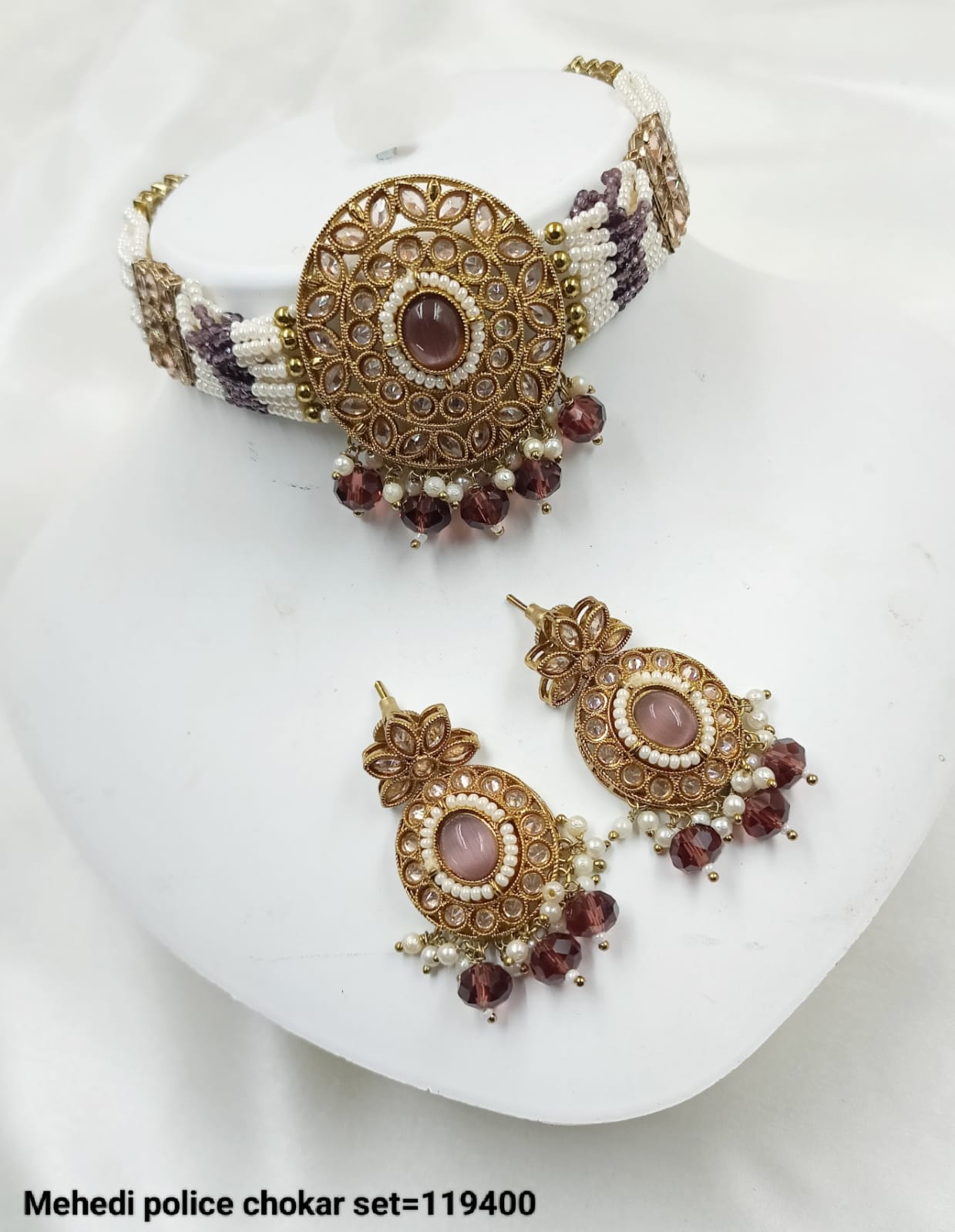 Traditional Antique Gold Plated Choker Necklace Set