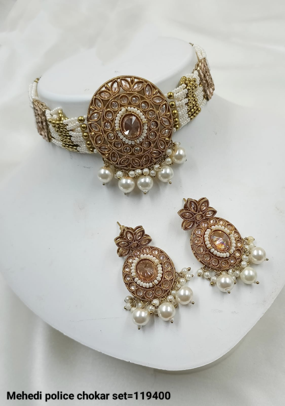 Traditional Antique Gold Plated Choker Necklace Set