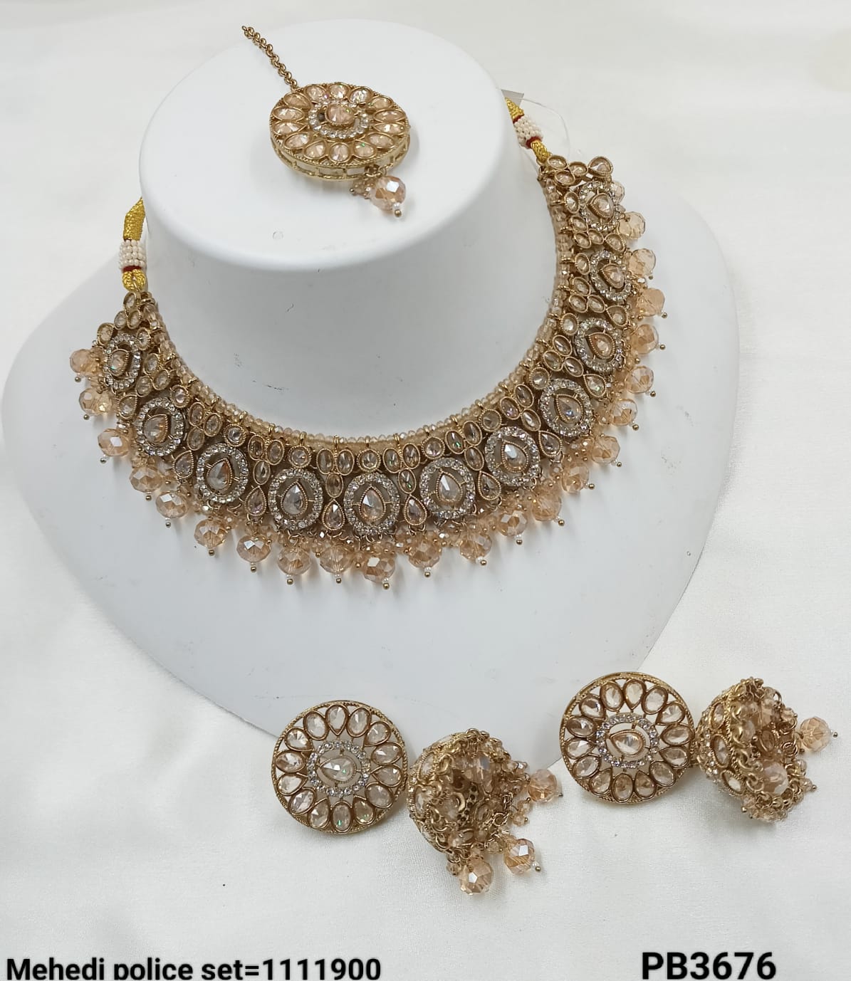 Fancy Antique Gold Plated Choker Necklace Set