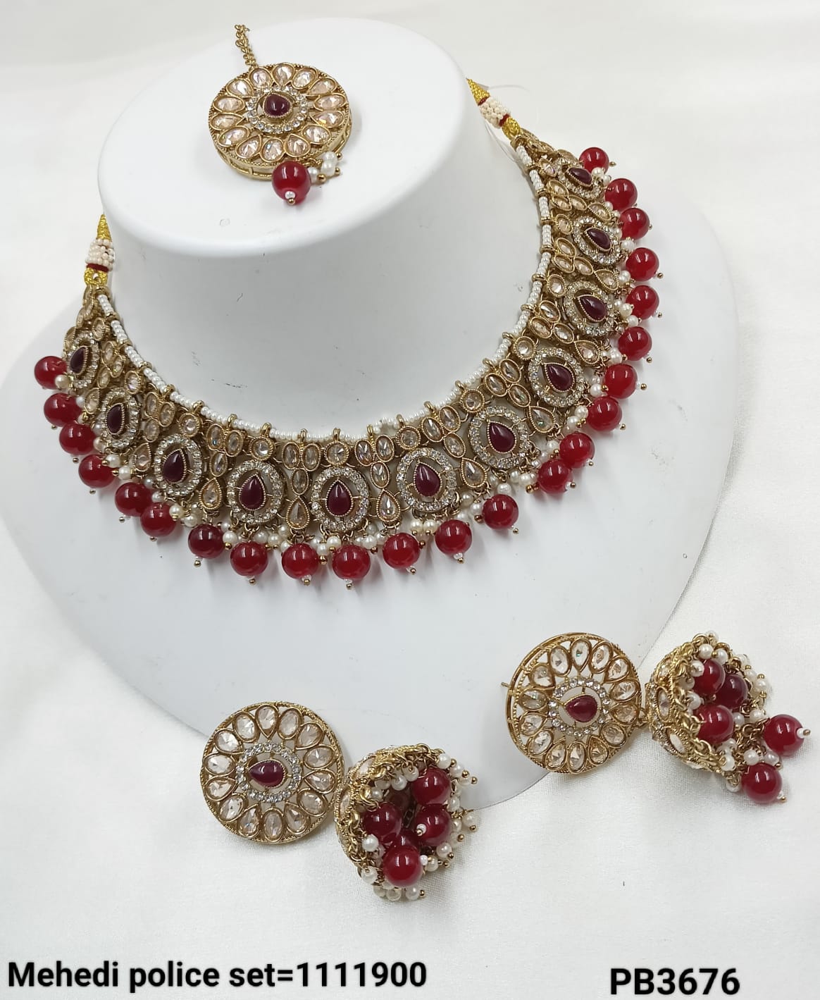 Fancy Antique Gold Plated Choker Necklace Set
