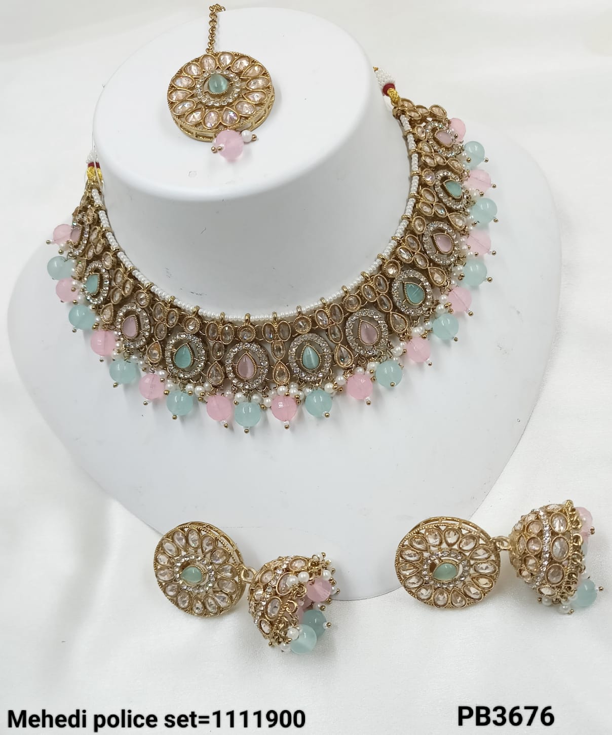 Fancy Antique Gold Plated Choker Necklace Set