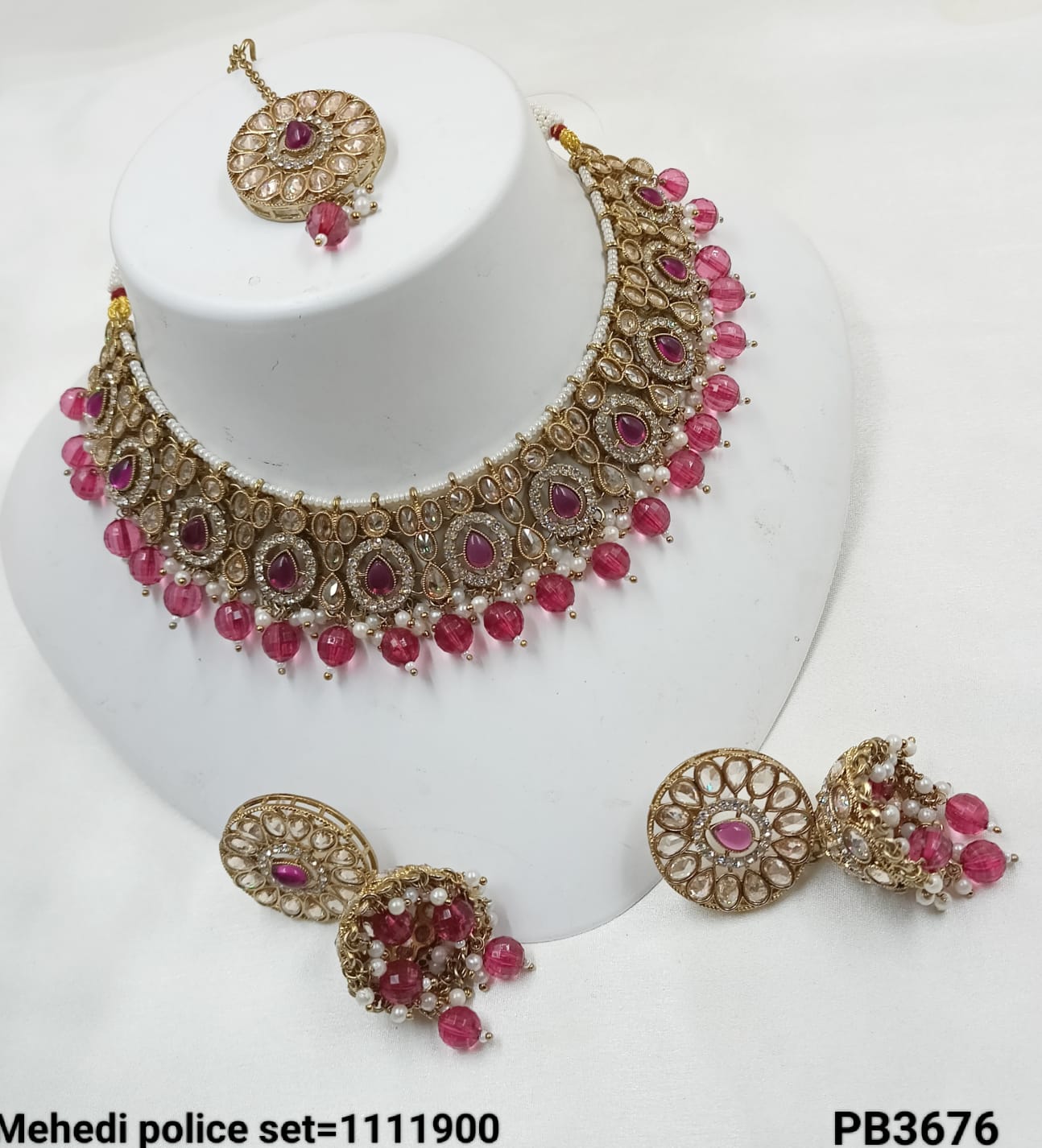 Fancy Antique Gold Plated Choker Necklace Set