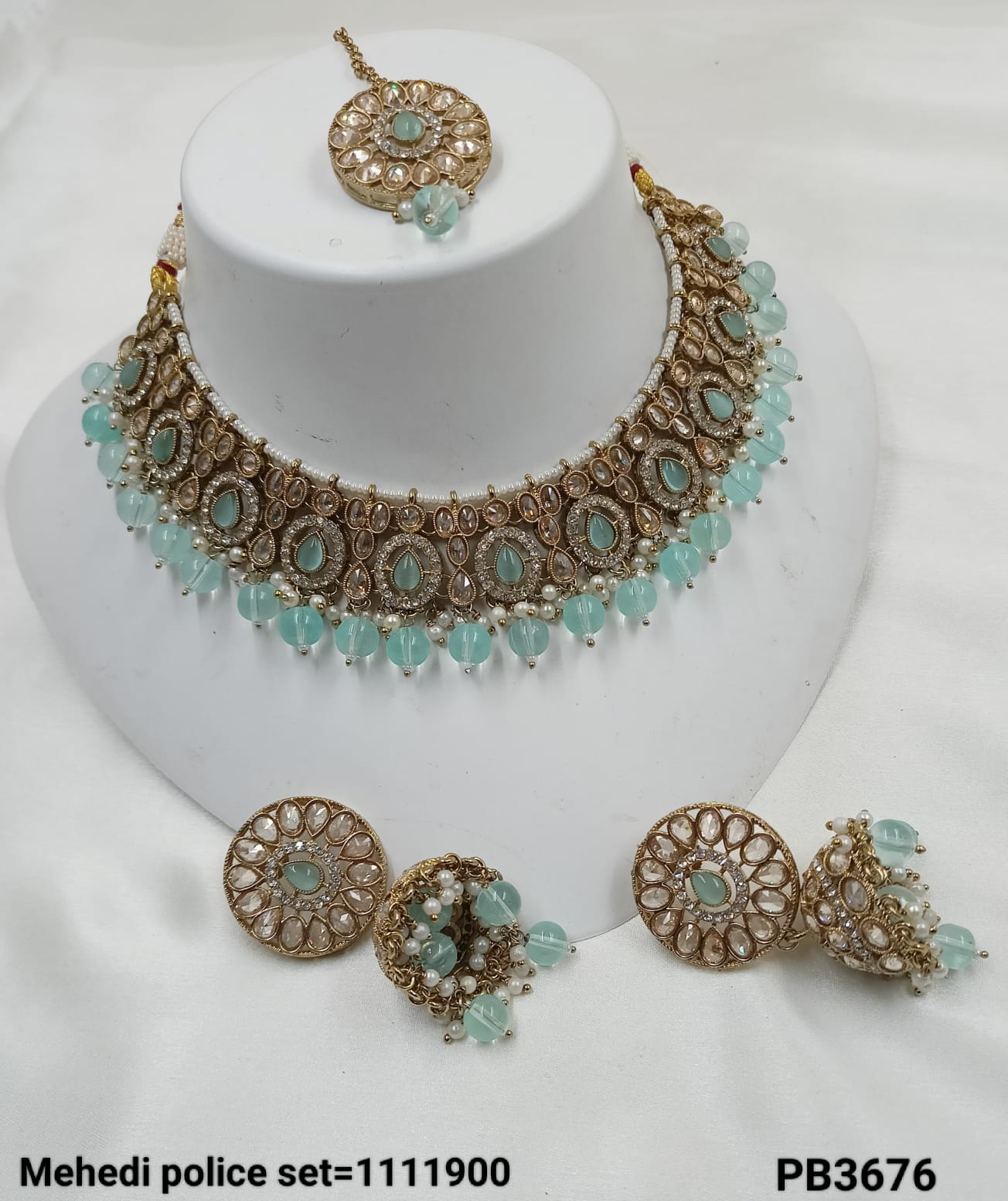Fancy Antique Gold Plated Choker Necklace Set