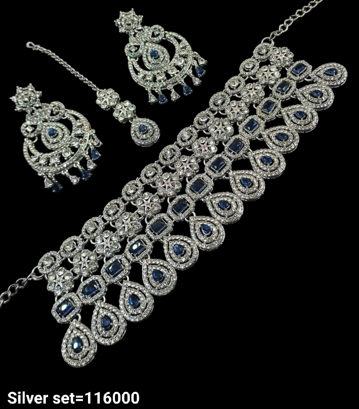 Silver Plated Fancy Choker Necklace Set