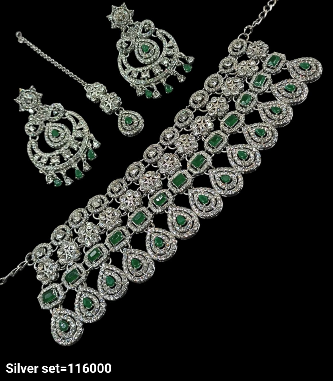 Silver Plated Fancy Choker Necklace Set
