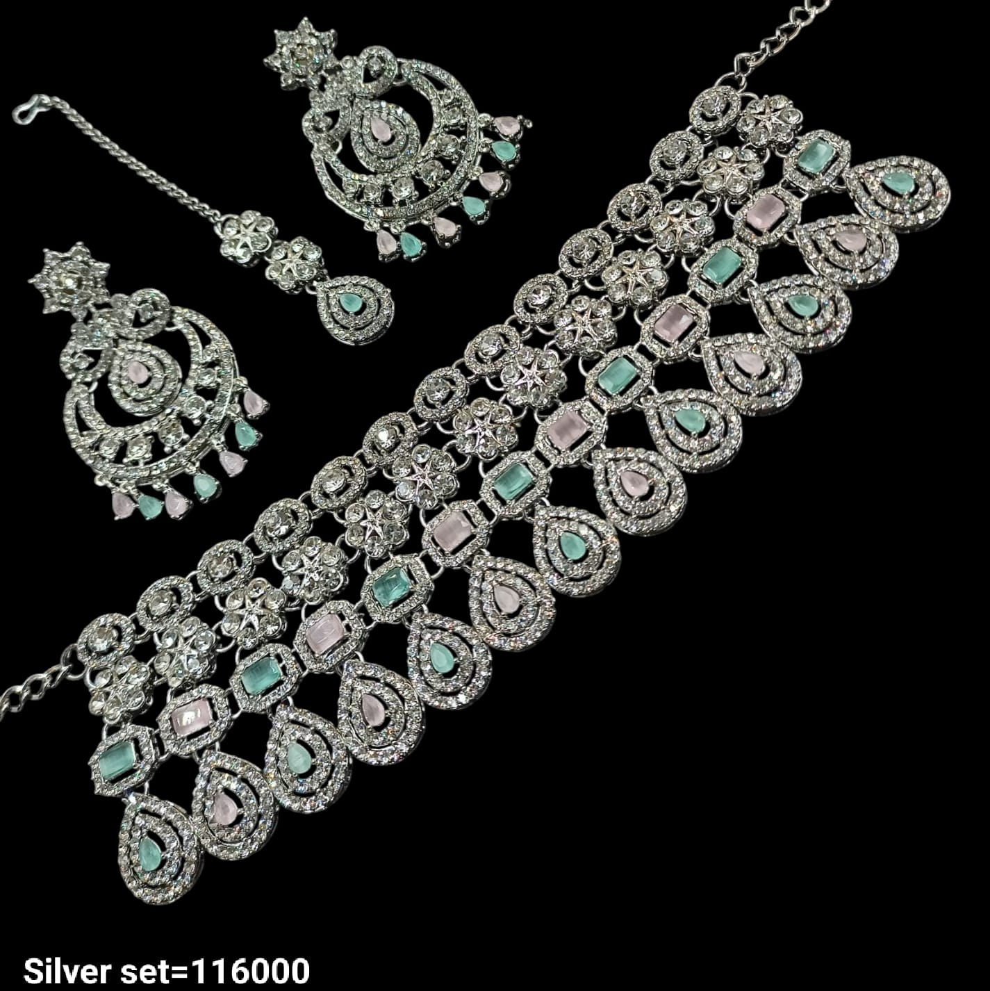 Silver Plated Fancy Choker Necklace Set