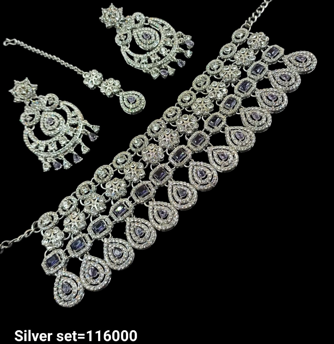 Silver Plated Fancy Choker Necklace Set