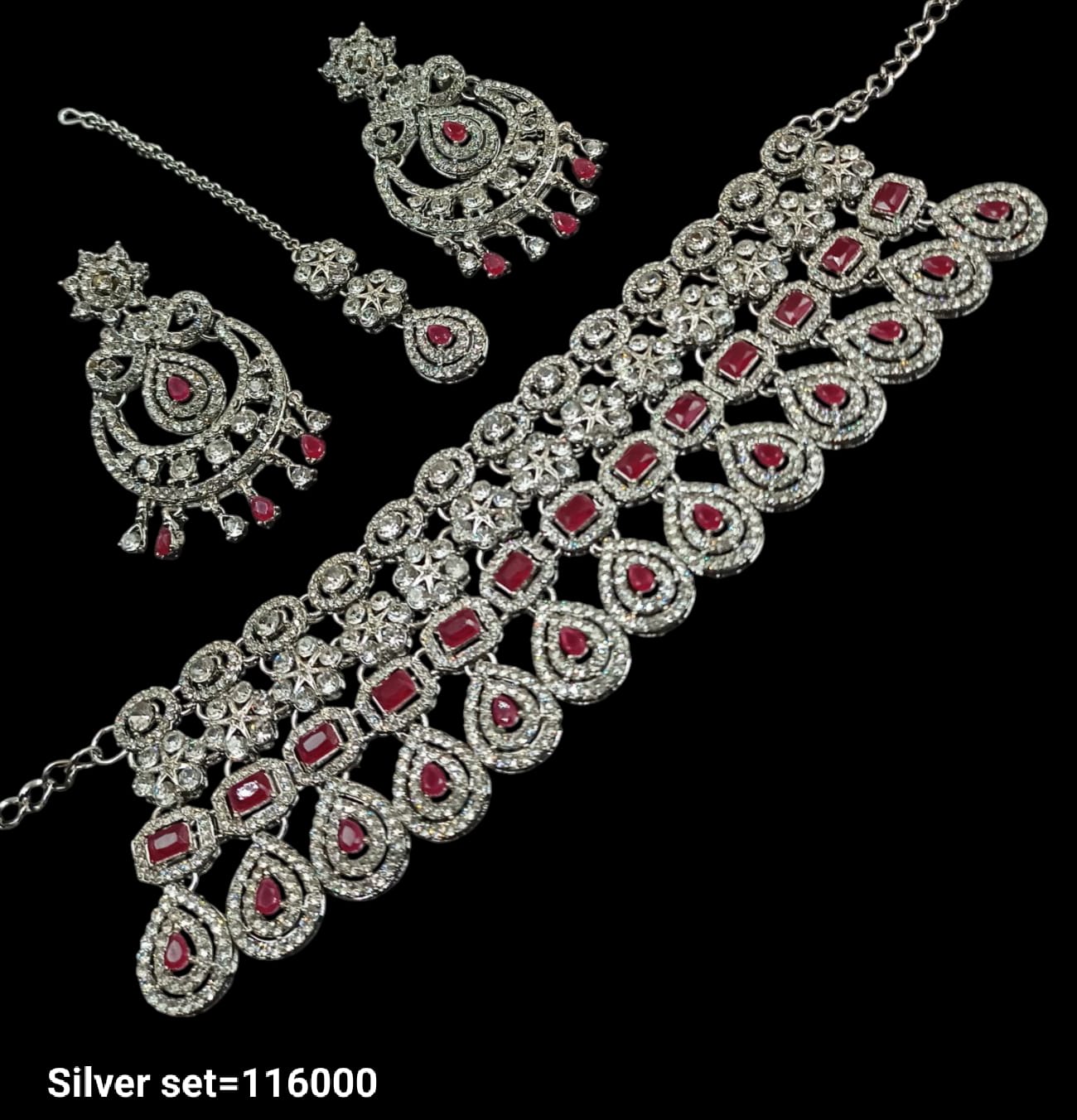 Silver Plated Fancy Choker Necklace Set