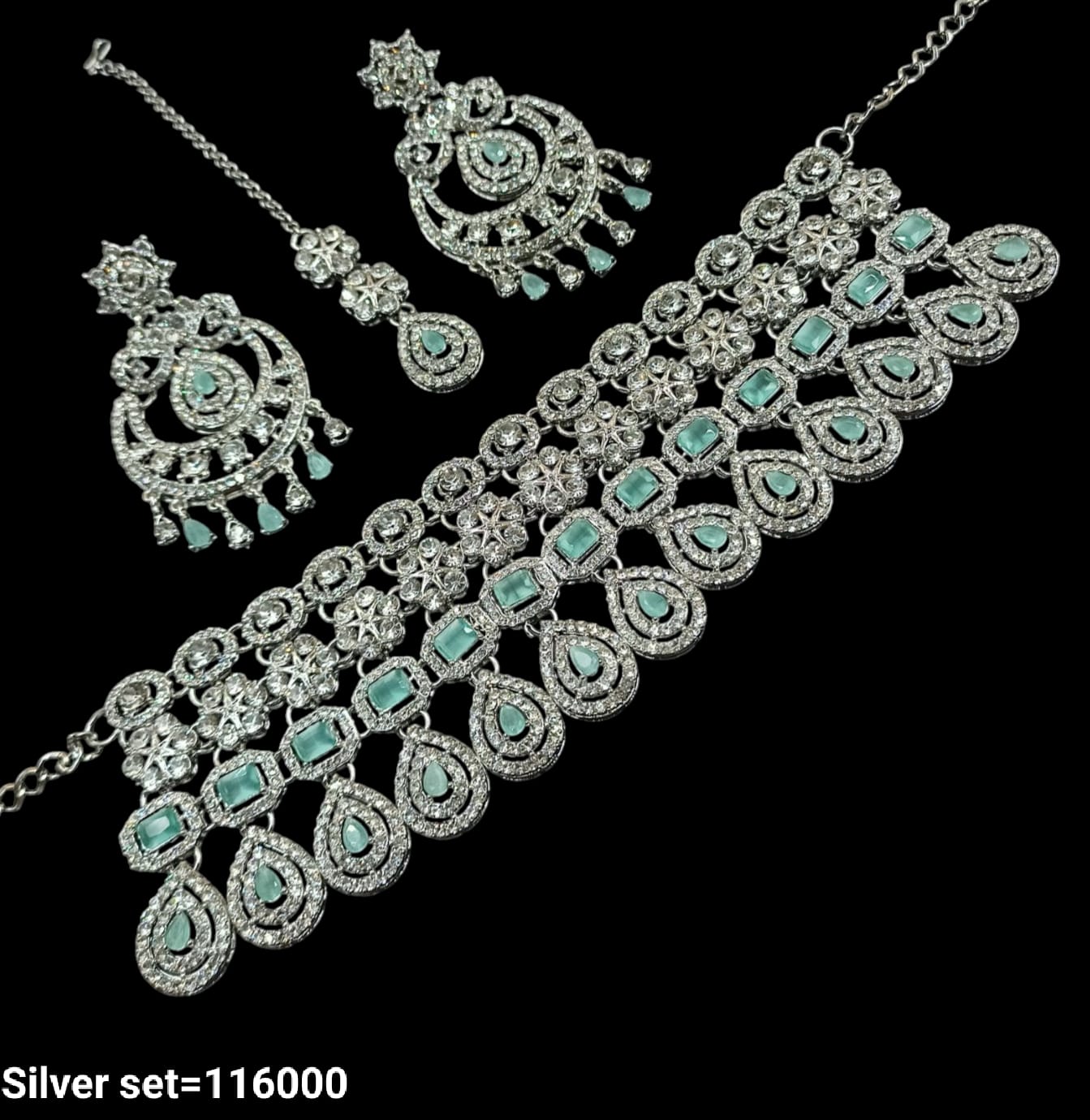 Silver Plated Fancy Choker Necklace Set