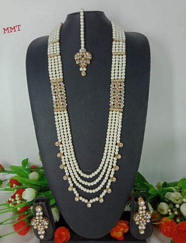 Maroon Crystal Bead Long Necklace Multi-Strand Set