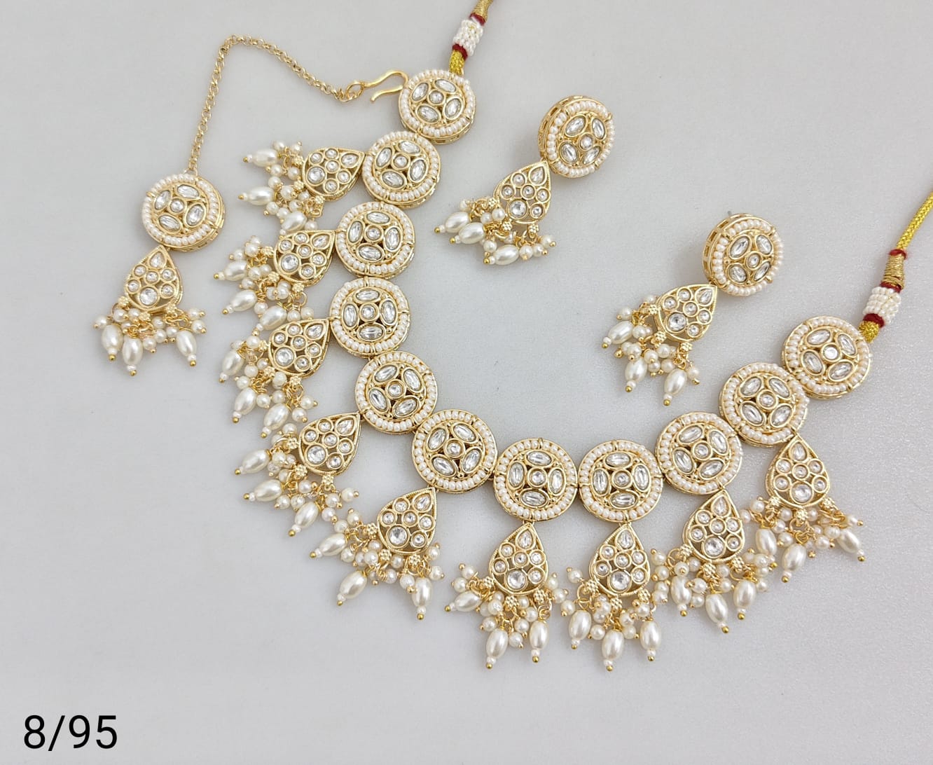 Elegant CZ & Pearl Statement Necklace Set – Traditional Indian Jewelry