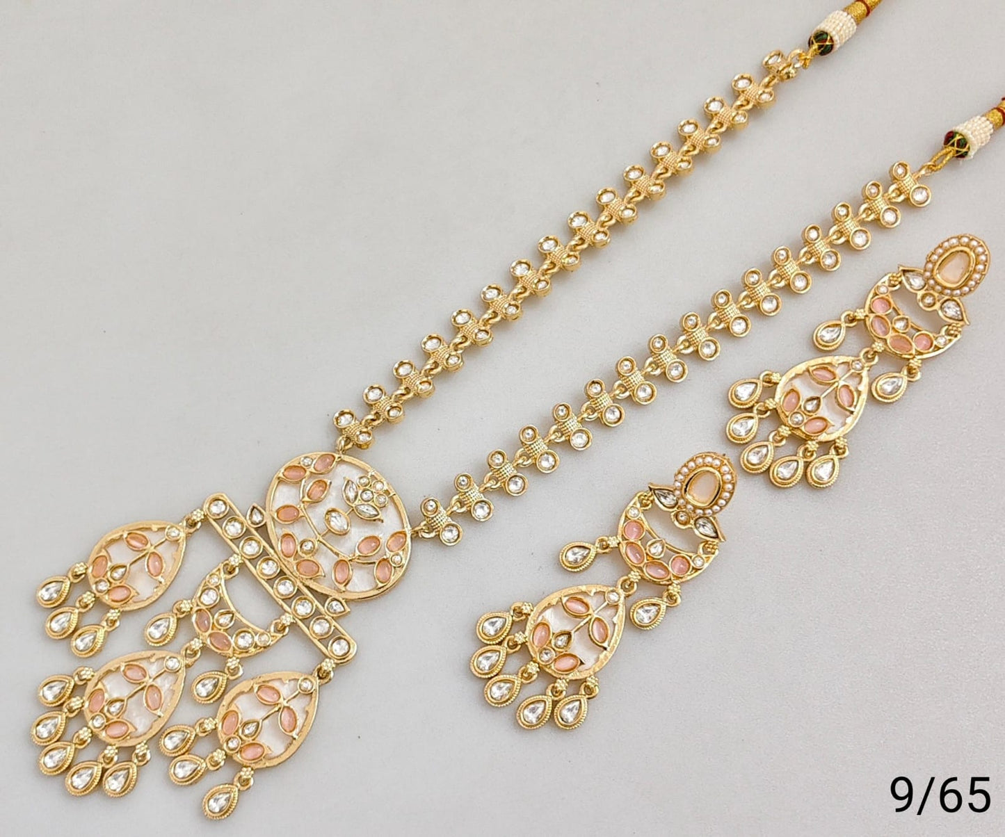 Elegant Gold Plated Necklace & Earrings Set – Traditional Indian Jewelry with Intricate Stonework