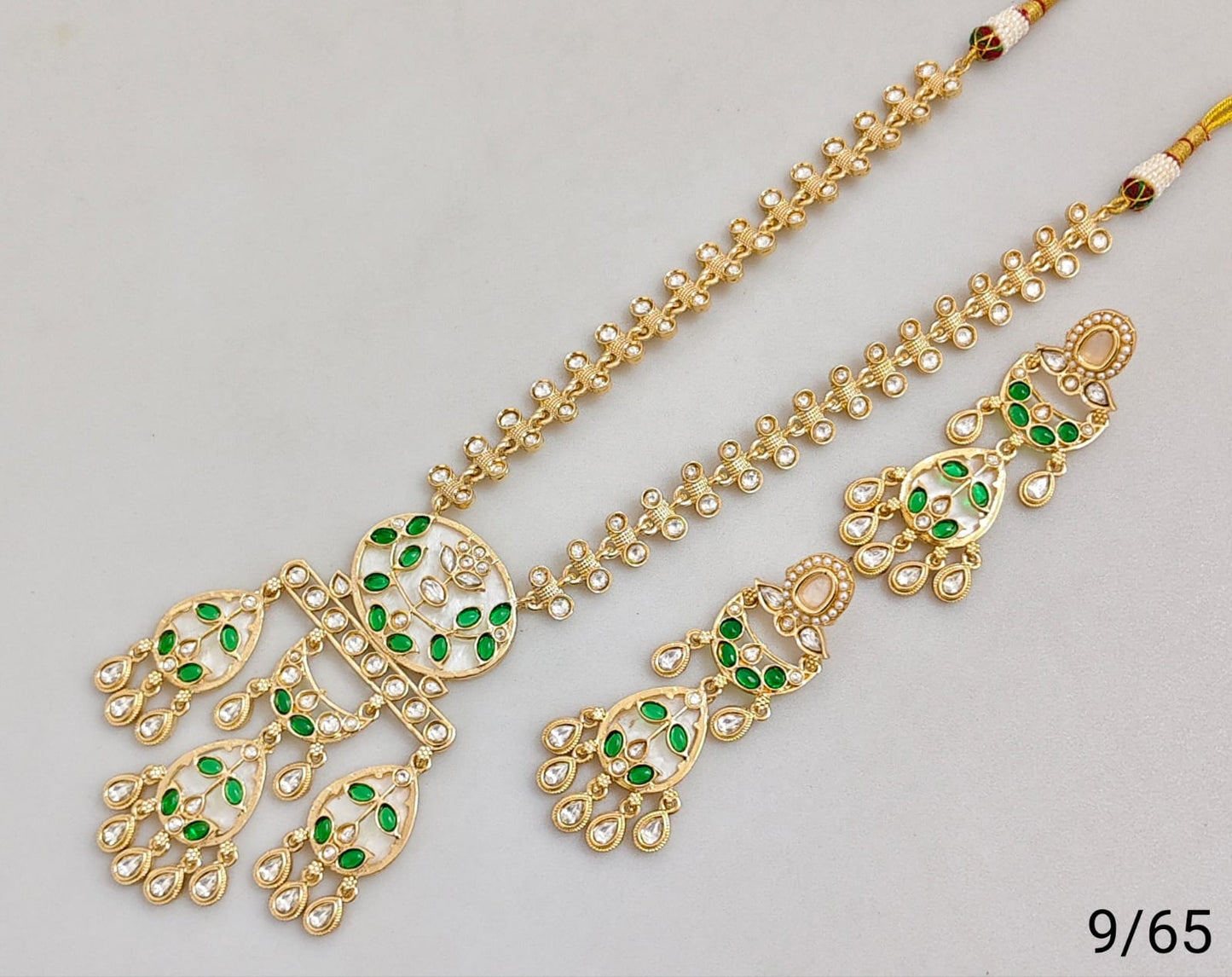 Elegant Gold Plated Necklace & Earrings Set – Traditional Indian Jewelry with Intricate Stonework