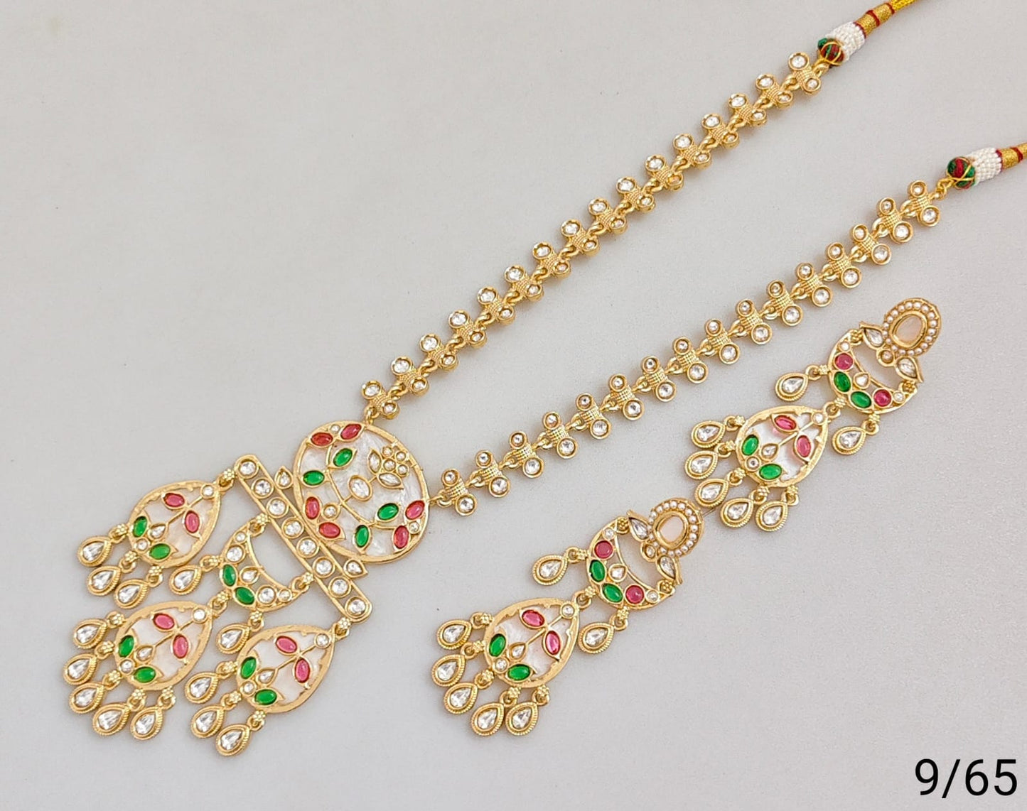 Elegant Gold Plated Necklace & Earrings Set – Traditional Indian Jewelry with Intricate Stonework