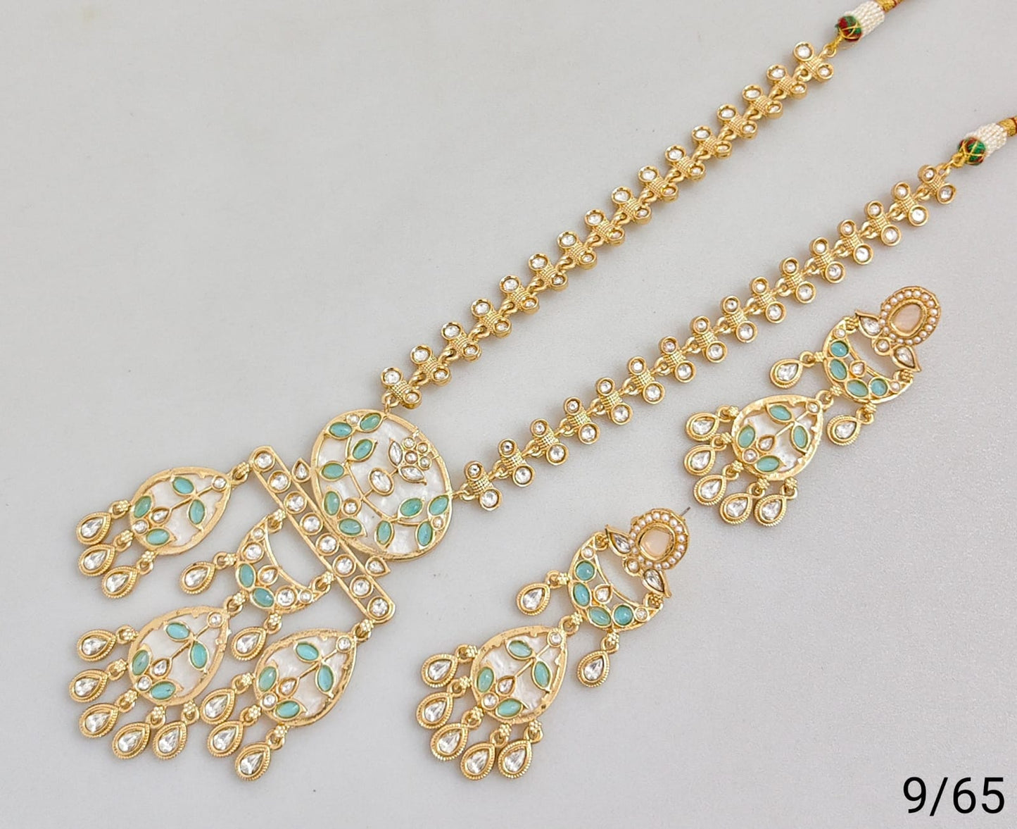 Elegant Gold Plated Necklace & Earrings Set – Traditional Indian Jewelry with Intricate Stonework