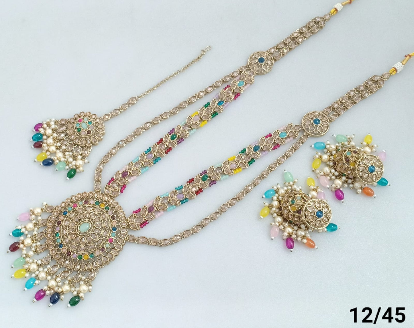 Antique Gold Plated Long Necklace Set