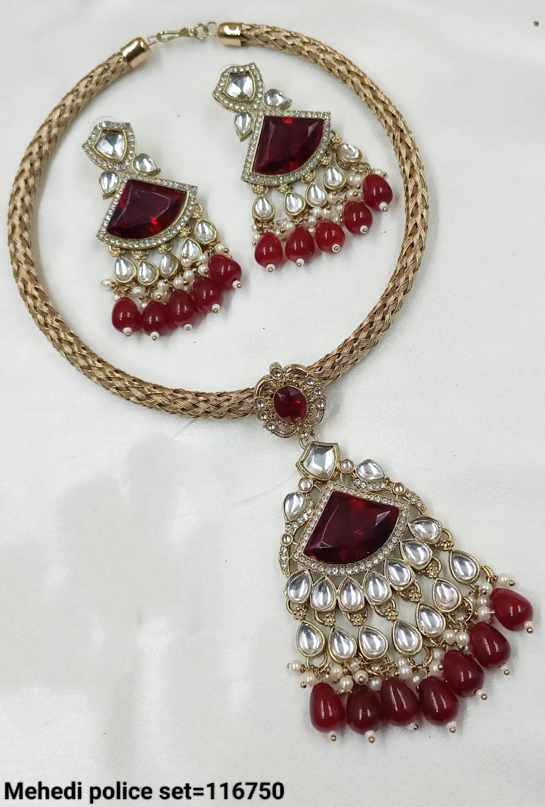 Antique Gold Plated Fancy Choker Necklace Set
