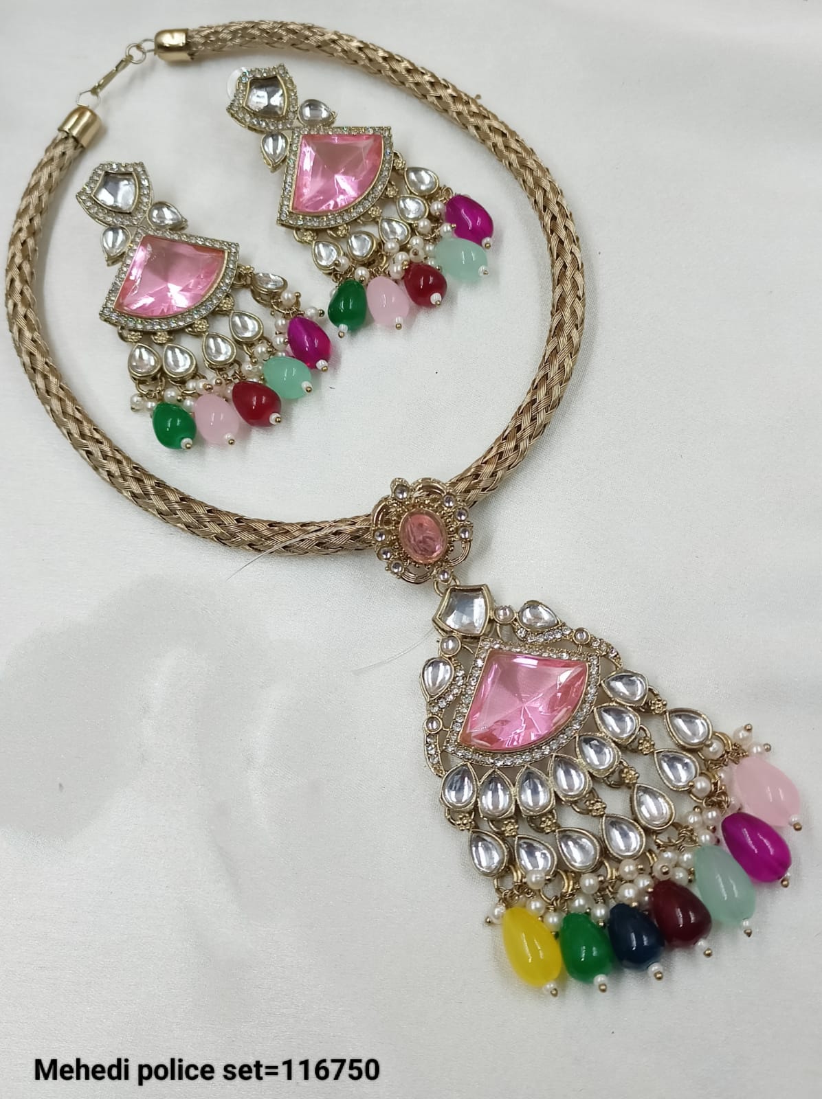 Antique Gold Plated Fancy Choker Necklace Set