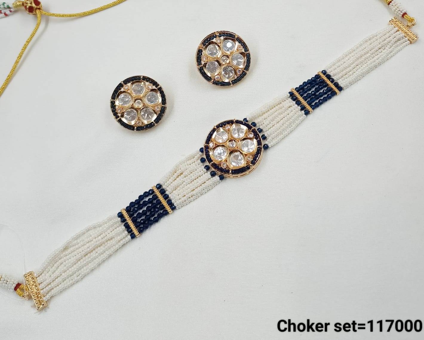 Gold Plated Crystal Fancy Choker Necklace Set
