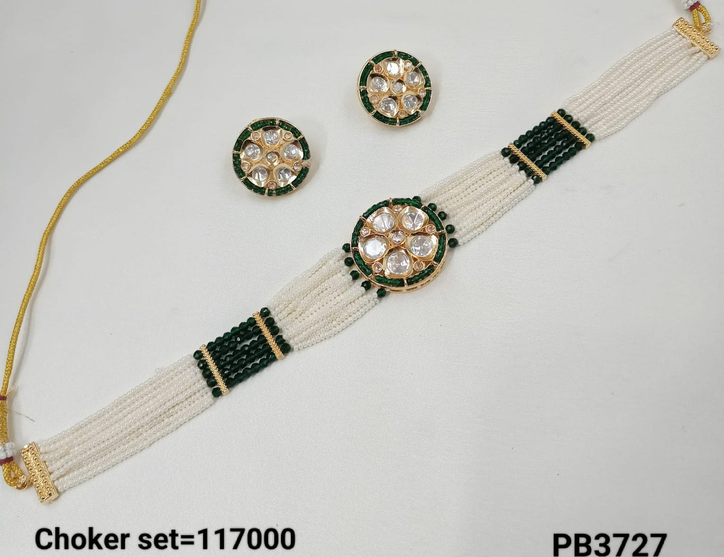 Gold Plated Crystal Fancy Choker Necklace Set