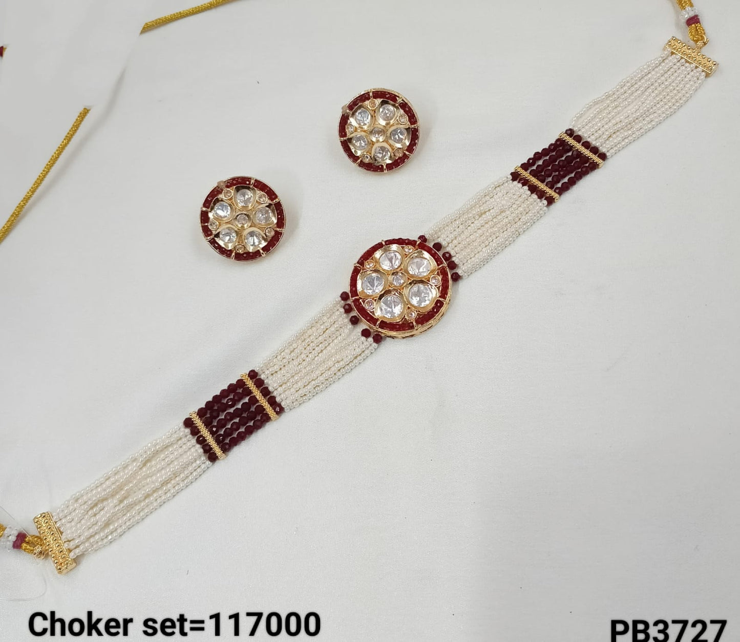 Gold Plated Crystal Fancy Choker Necklace Set