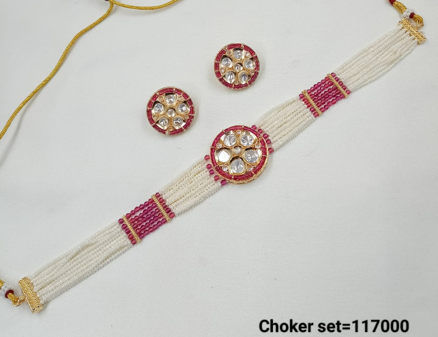 Gold Plated Crystal Fancy Choker Necklace Set