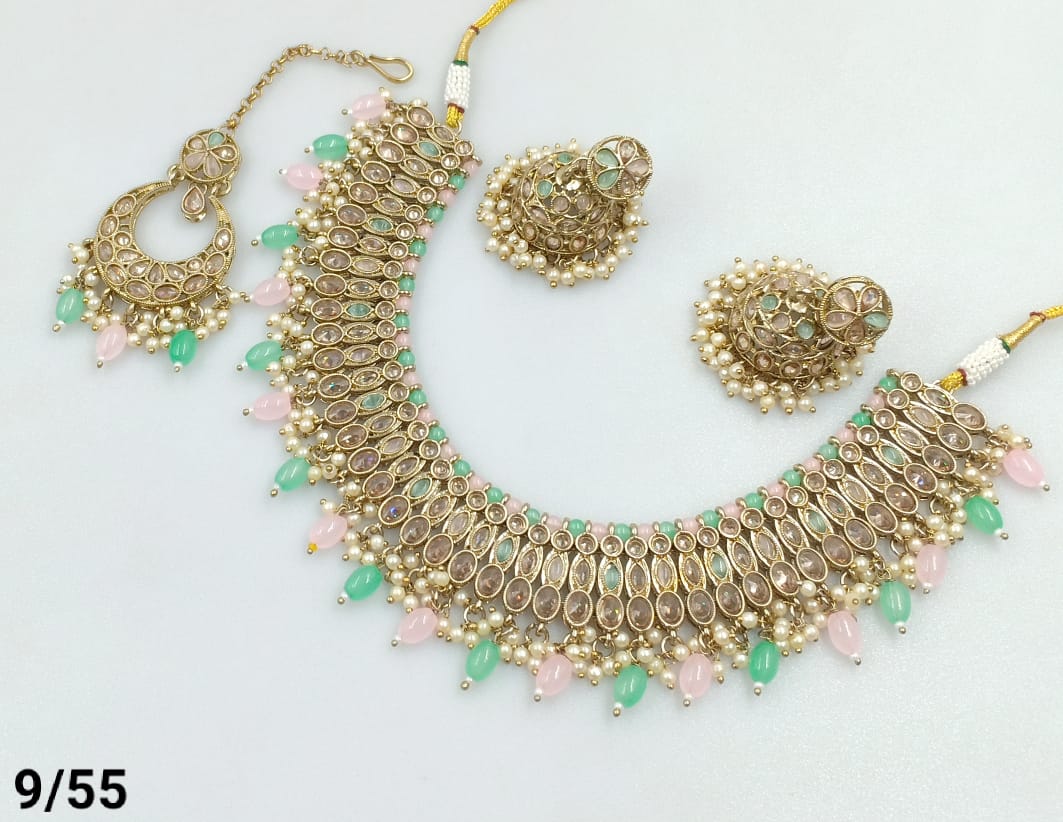 Antique Gold Plated Choker Necklace Set