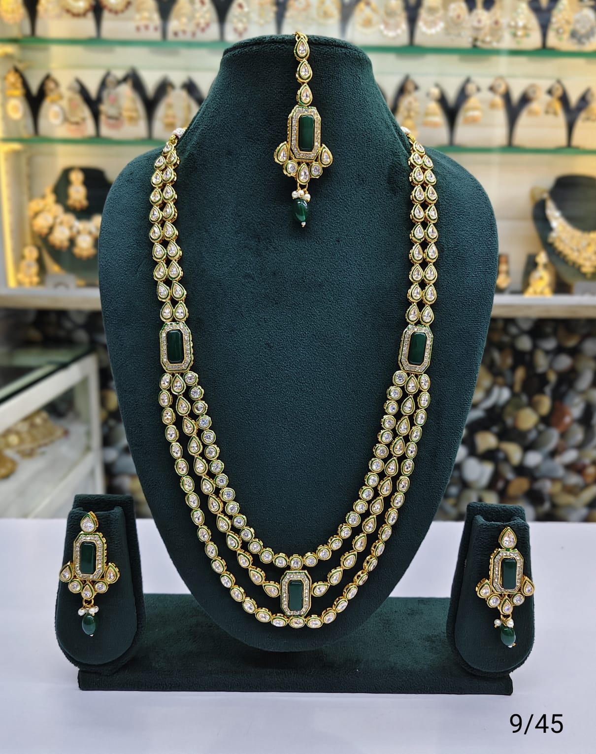 Three-Layer CZ Necklace Set with Elegant Pendant and Matching Earrings