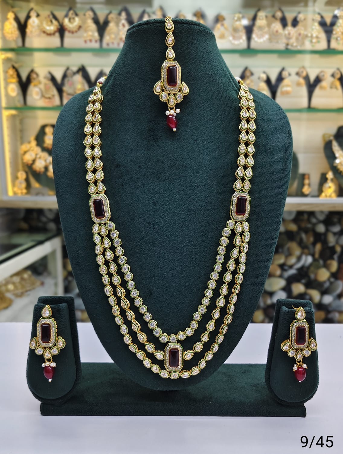 Three-Layer CZ Necklace Set with Elegant Pendant and Matching Earrings