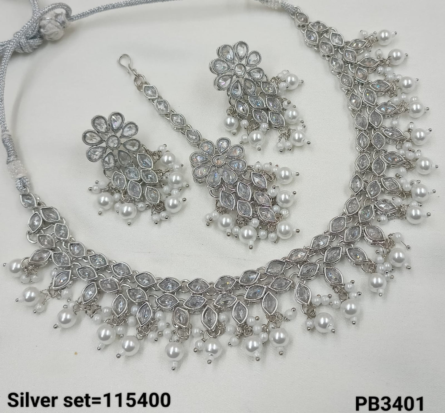 Silver Plated Alloy Choker Necklace Set