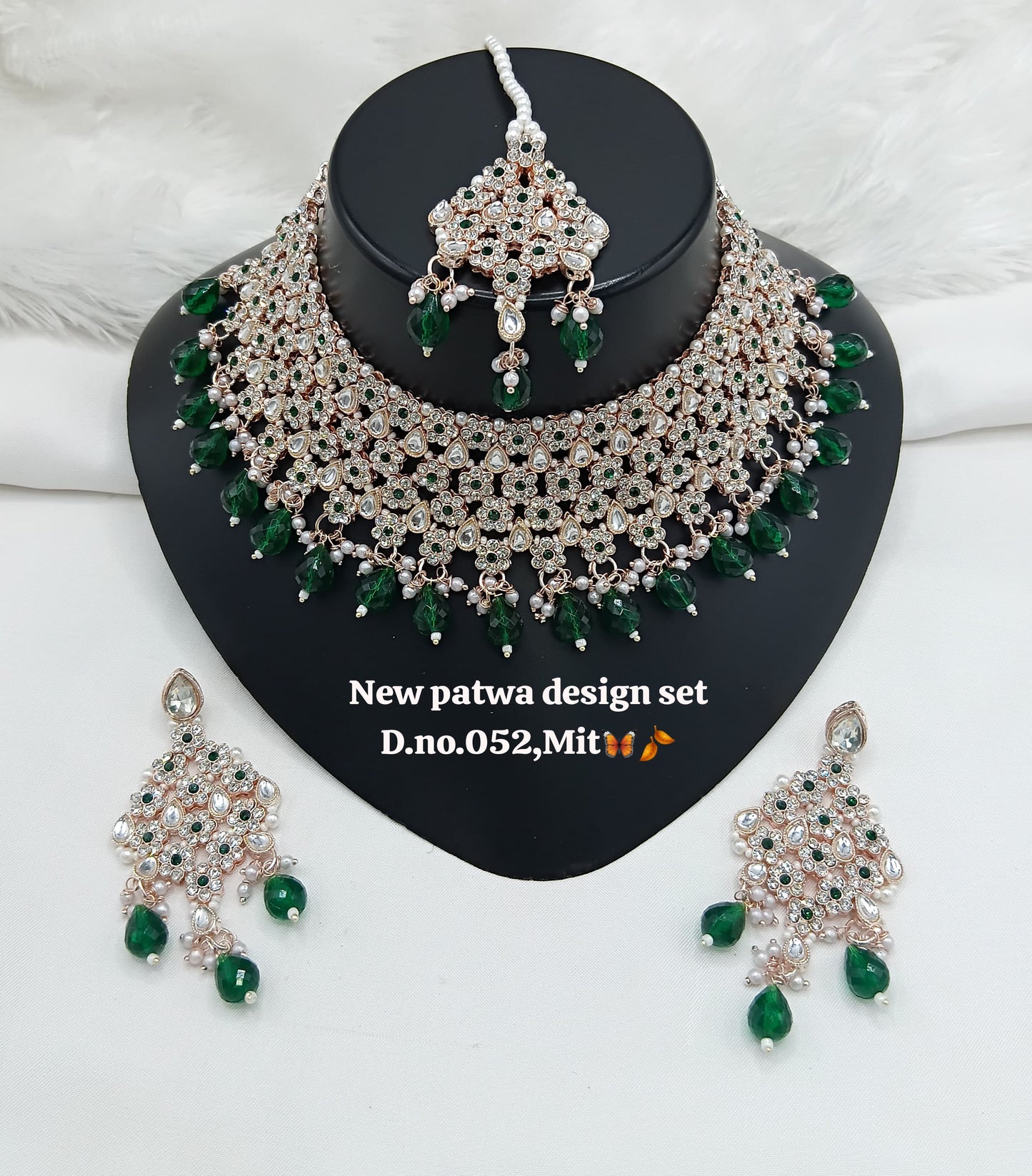 Designer Choker Bridal Necklace Set with Earrings & Maang Tikka