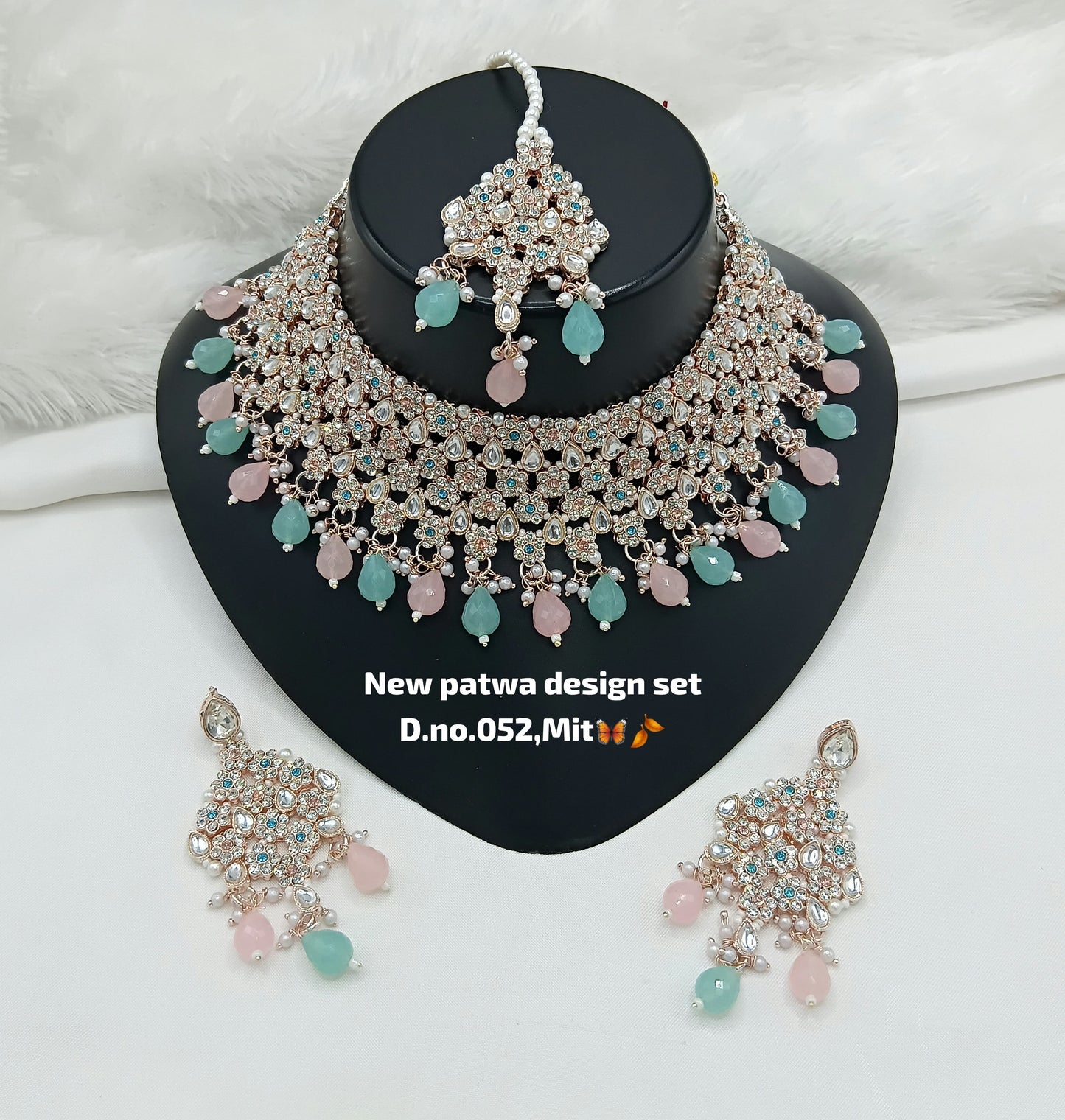 Designer Choker Bridal Necklace Set with Earrings & Maang Tikka