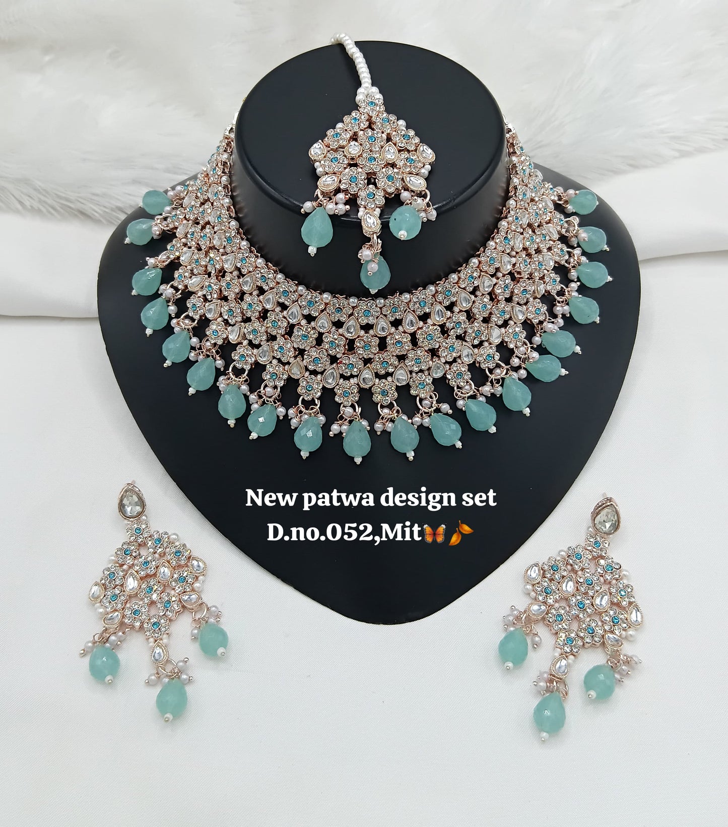 Designer Choker Bridal Necklace Set with Earrings & Maang Tikka