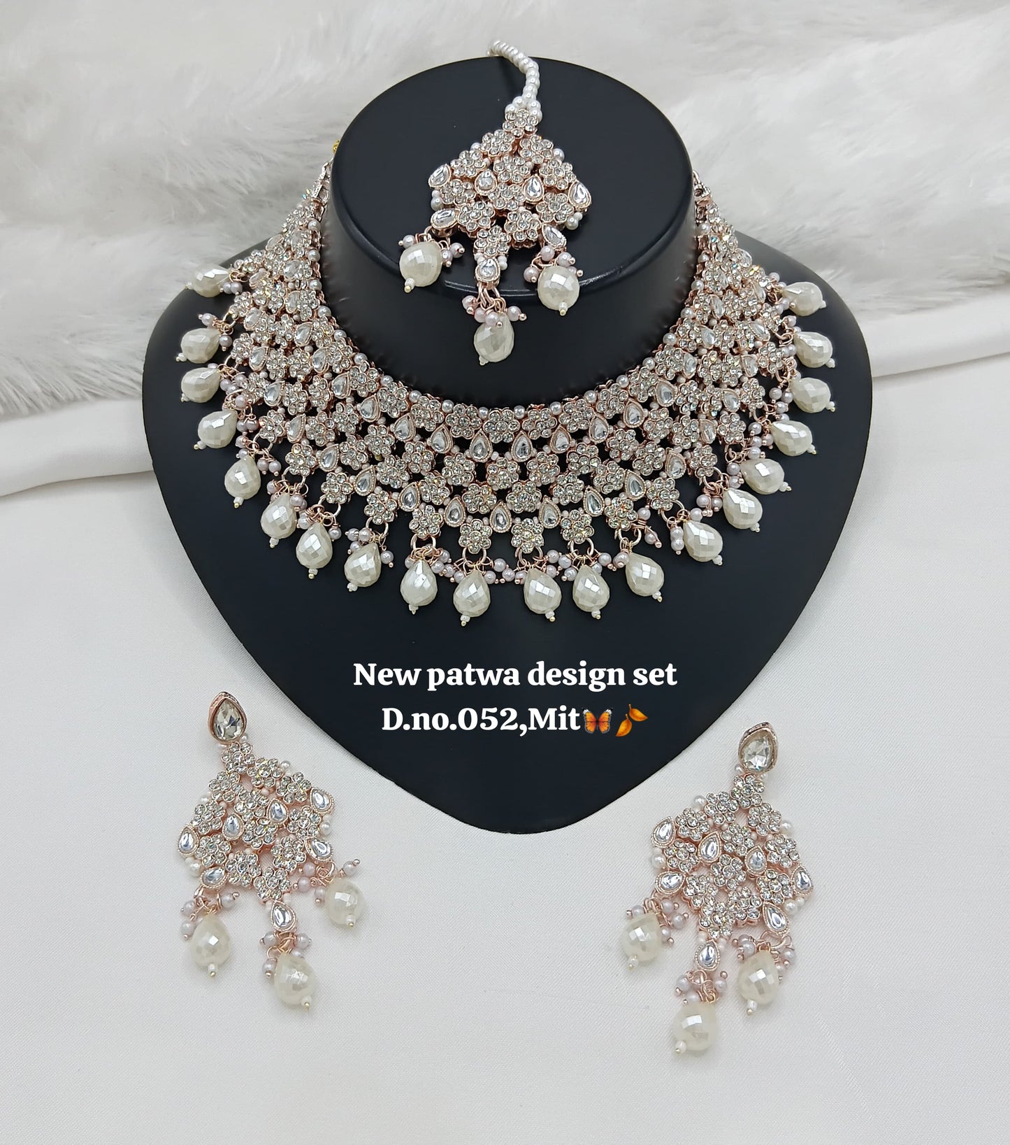 Designer Choker Bridal Necklace Set with Earrings & Maang Tikka