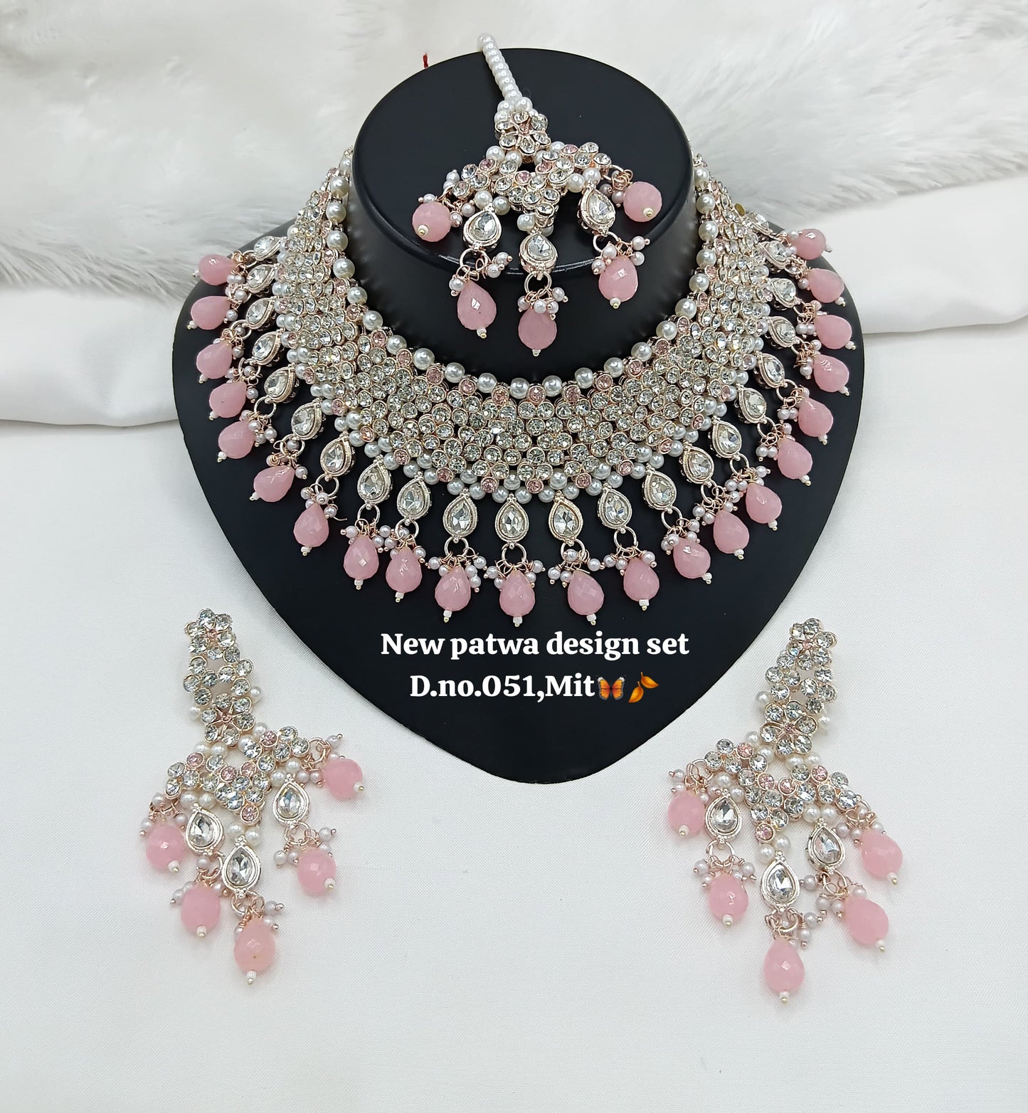 Designer Choker Bridal Necklace Set with Earrings & Maang Tikka