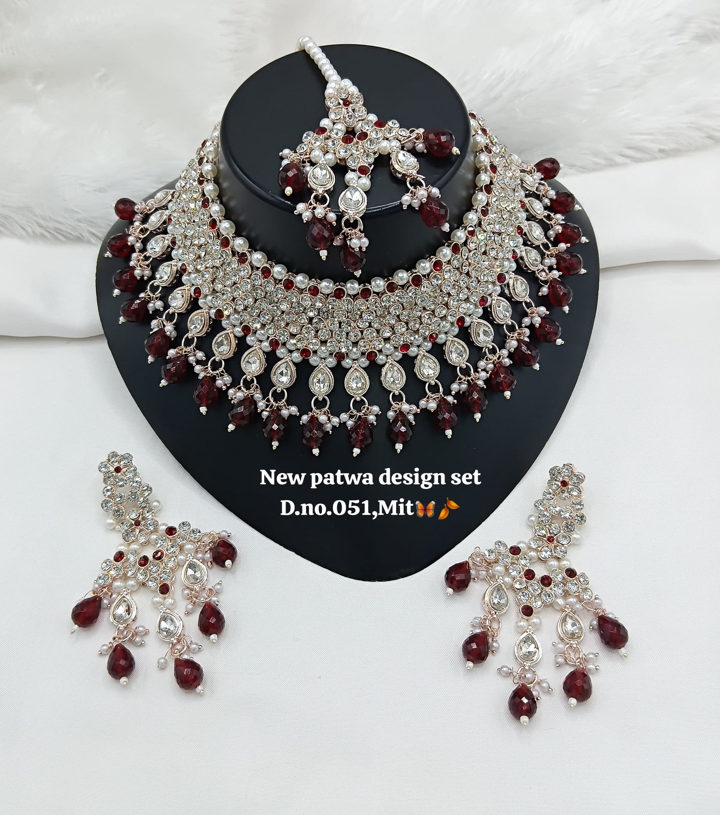 Designer Choker Bridal Necklace Set with Earrings & Maang Tikka